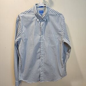 J. Crew Green  and White Checkered Button-Up Shirt Slim Shirt Sz L